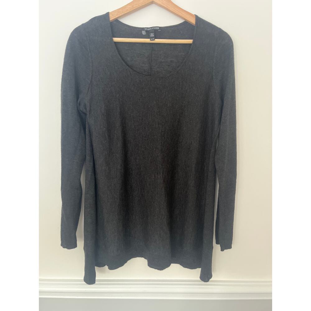 Eileen Fisher Tunic Top XS Dark Gray Scoop‎ Neck